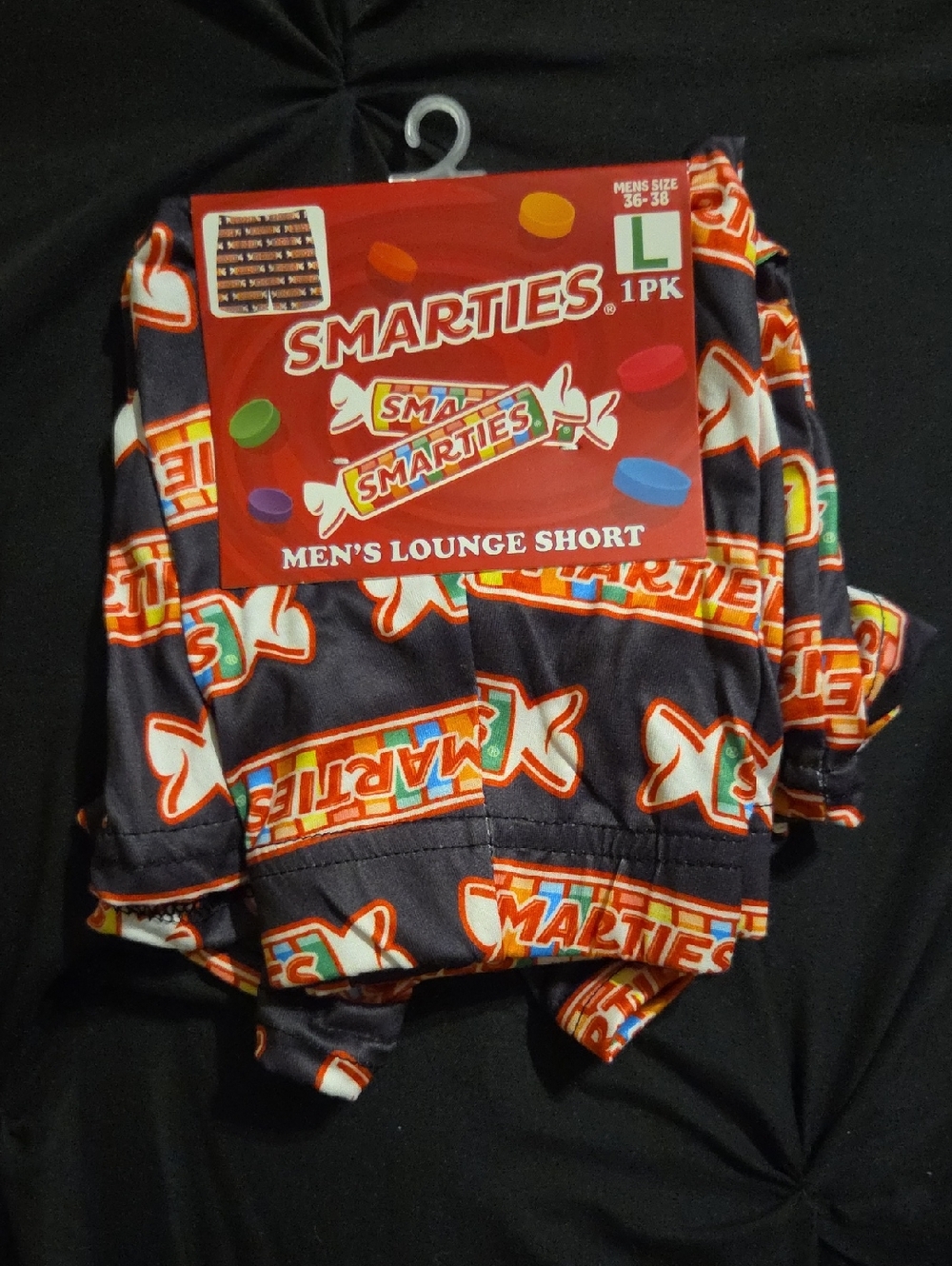 Men's Smarties Lounge Shorts - Black with Multicolor Logo Print